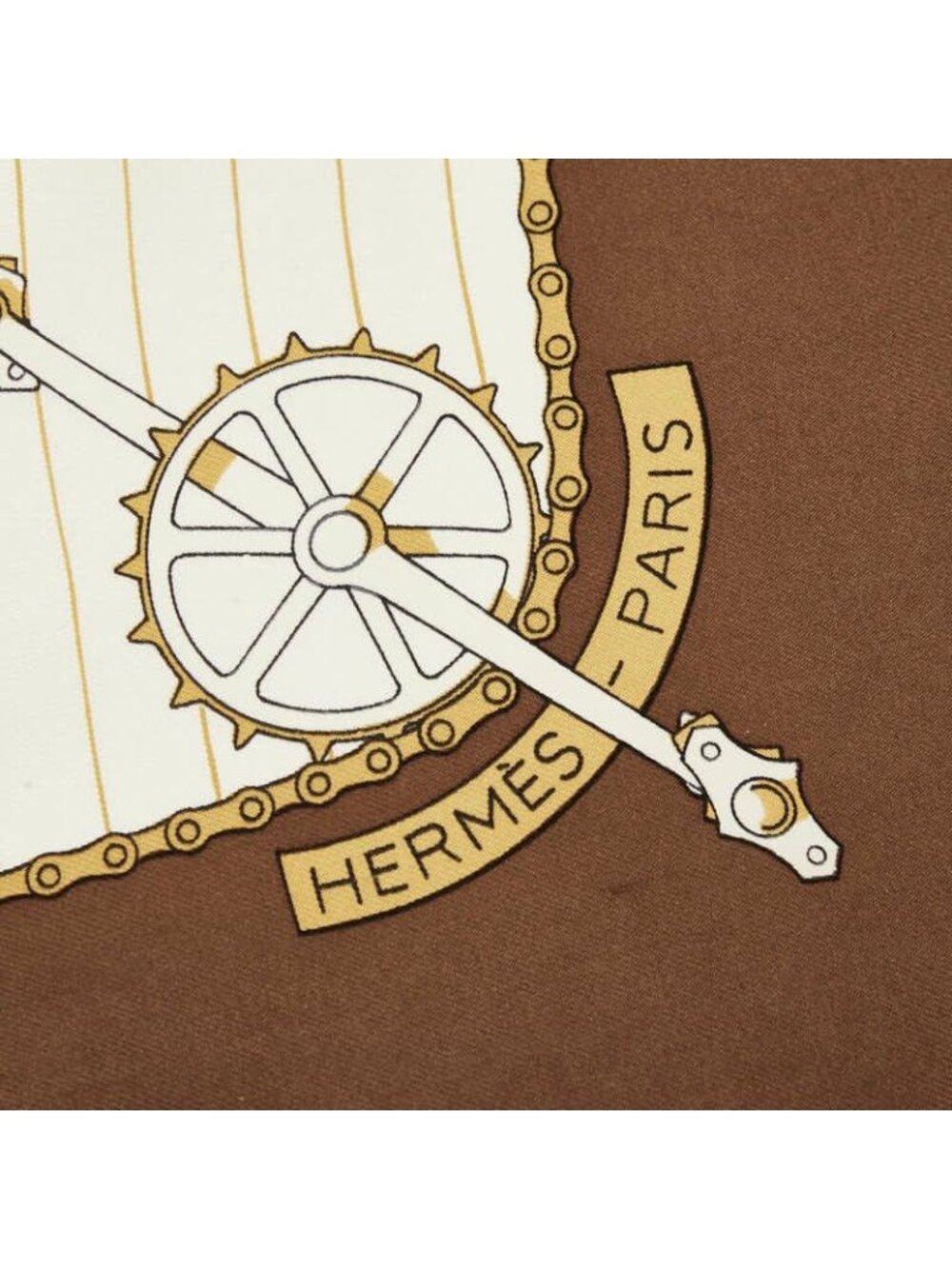 Hermes Carre 90 les Becanes Bicycle Scarf Brown White Multicolor Silk - Picture 3 of 5